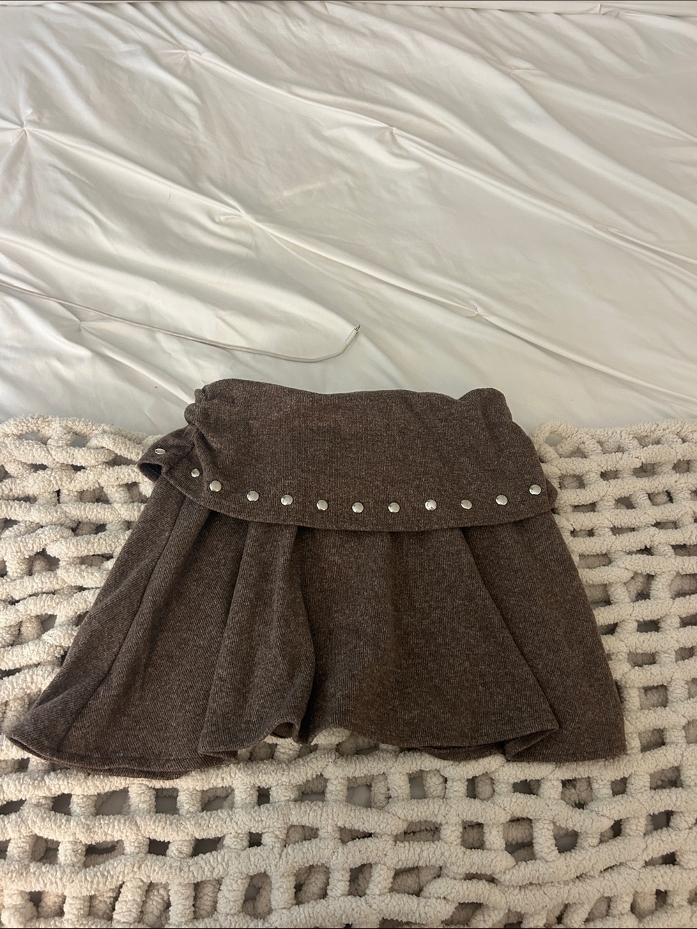 Zara Brown Mini Skirt with Studded Waistband